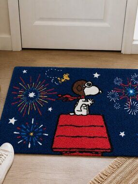 Patriotic Snoopy Rug, 4th of July Decor, Indoor Entryway Rug, Americana Home Dec
